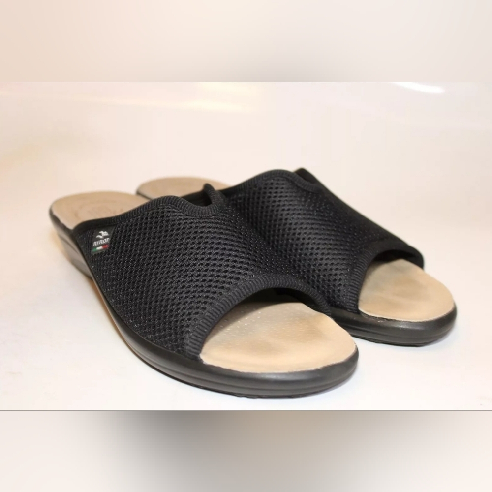 Fly Flot Italy Donna 40 9 Black Knit Sandals Slides ◇comfort◇ orthotic - Picture 4 of 15